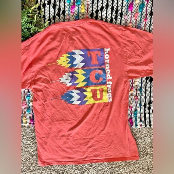 Champion TCU Horned Frogs Coral Colorful Graphic Tee Shirt Sz M - Picture 2 of 7